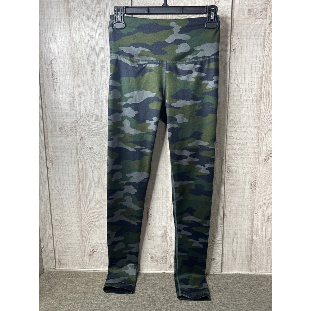 SO Womens Size Small Green Gray Camouflage High Waisted Leggings Camo Pants